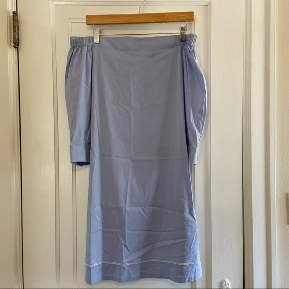 Theory Light Blue Off-Shoulder Mini Dress - Picture 3 of 8